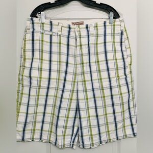 Plaid Men's Shorts in Green and Blue, 100% Cotton